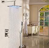 votamuta LEDカラー変更12インチニッケルつや消しBathroom RainシャワーヘッドTop Over Sprayerステンレススチール