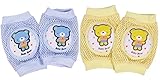 [Nestkanina] ベビー キッズ 用 赤ちゃん ハイハイ ひざあて フリーサイズ クッション 入り サポーター 2組 セット (ブルー＆イエロー)