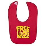 (フロソ) FLOSO 赤ちゃん・ベビー用 Free Hugs(無料ハグ)プリント ベルクロビブ スタイ (ワンサイズ) (レッド)