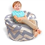 Stuffed AnimalストレージBeanバッグ椅子 – 2 in 1 。Stuffedおもちゃストレージ+ Kids Beanバッグ。 – 明るい色Zig Zag Bean Bag Toy Or