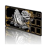 TOEMZTFT MTG用プレイマット 無料収納バッグ付き ゲームマット 24 x 14インチ TCG ボードゲームマット カード/マウスパッドデスクマット 祈りの手とバラ用
