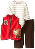 Watch Me Grow! by Sesame Street Baby-Boys Newborn 3 Piece Bear Vest Long Sleeve Creeper and Pant Set