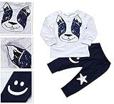 男女兼用　犬　2 点セット（上着＋パンツ）　ベビー服　女の子　赤ちゃん服　幼児　子供服　男の子 丸首　長袖　4サイズ　キッズ服　ロンパース カバーオール　満月/出産祝い/プレゼント70CM－80CM－