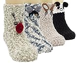 Lovful 4 Pairs Animal Super Warm Baby Fuzzy Soft Thick Socks [並行輸入品]