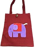 ゾウ刺繍入りトートバッグ　レッド [並行輸入品]