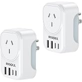 RXSQUL AU to USA Universal Travel Adapter, Type-B US Travel Power Plug | With 2 USB-C & 2 USB-A Fast Charging Ports for Ameri