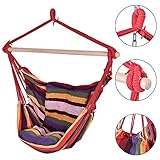 mazimark --レッドデラックスハンモックロープ椅子パティオPorch YardツリーHanging Airスイングアウトドア