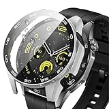 AIYYXX HUAWEI(ファーウェイ) WATCH GT 4 46mm カバー 超薄型 目盛を表示する ガラスフィルム+PCフレーム 一体型 huawei watch gt4 46mm対応 高透過率 キズ防止 指紋防止 簡単に取り付け・取 全面保護 ケース (シルバー)
