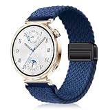 [YealRed] バンド 18mm Huawei Watch GT 6/GT 5/GT 4 41mm / Huawei Watch 5 42mm / GT 5 Pro 42mm 交換用ストラップ 弾性ナイロン製 替えベルト 編組ストラップ 磁気バックル 換え ベルト マグネットバンドファーウェイウォッチ GT 6/GT 5/GT 4 41mm に対応（コールドブルー）