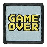 Game Over ゲームオーバー レトロ ピクセル ゲーマー ミニパッチ ベルクロ ワッペン 刺繍 ワッペン サバゲー ミリタリー ワッペン マジックテープ バッグ ジャケット 帽子 アウトドア対応