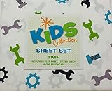 Twin Sheet Set: Kids Collection Nuts Bolts Wrench (Tools) [並行輸入品]