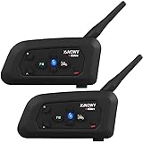 Mihono 4Riders Interphone バイク用 インカム V4 ツーリング対応 4人同時通話可能 FMラジオ 音楽 IP65防水 ブルートゥース インターコム 3.5ミリ端子 ヘッドセット 日本語説明書付き 「技適認証済」2パック