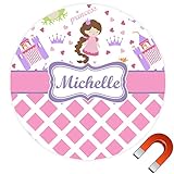 プリンセス&ダイヤモンド印刷ラウンドカーマグネット( Personalized ) 9" x 9" ピンク cp-rnd-mgnt-9+41267