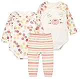 sunnysameベビー女の子着物サイドスナップボディスーツパンツClothingセット3ピース