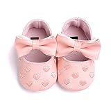 AMAA 女の子　靴　フォーマル　心柄　大きいリボン付く　滑り止め　11-13cm　1-3歳 (11cm, ピンク)
