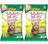 JOYPET(ジョイペット) シャンプータオル うるおうコラーゲン 猫用 25枚入×2個セット 無香料 30×20㎝ まとめ買い 使い捨て 汚れ 匂いスッキリ拭き取れる