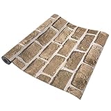 良品質　高級感漂う　レンガ　かんたん貼付シールタイプ　DIY 壁紙シール45cm×10m リフォーム　ウォールステッカー 防水　アンティークライトブラウン 【MGC JAPAN TRADE】