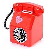 電話形状貯金箱コインお金ボックスポットレッド