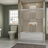 SunnyシャワーFramelessバイパス2 Wayスライド浴槽ドア、1 / 4 "クリアガラス、クローム仕上げ、60 " L x 62 " H