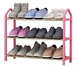 シューズラック　幅42/64/80cm　3/4/5段 　組立簡単　可動式　スリム　シンプル　下駄箱 　靴棚 (ピンク（64 * 20 * 45cm）, 幅64cm)