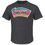 NBA San Antonio Spurs風化1989 – 2002メンズPost Up半袖ベーシッククルーネックTシャツ、チャコールヘザー、XL