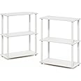 Furino Multi-Purpose Shelf Display Rack, 3 Tiers, White, Set of 2