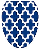 トイレTattoos、トイレシートカバーデカール、ネイビーQuatrefoil、サイズElongated