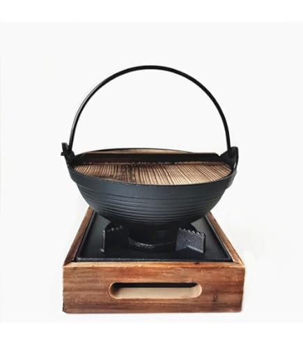 Amazon | 鉄製すき焼き鍋 すき焼き鍋 1/2/3/4人用 木製蓋付き IH
