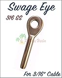 パラダイスHarbor Swage Eyeの端子ケーブル手すりEye EndステンレススチールEye Swage for 3 / 16 "ケーブル