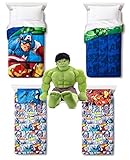 Marvel Avengers 5 Piece Twin Bed in a Bag - Reversible Comforter, Sheet Set with Reversible Pillowca