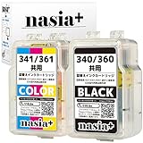 【nasia+】 キヤノン用 BC-360/340 BC-361/341 (顔料ブラック/カラー) 【4色(2本) セット】 互換 詰め替え インク 純正と併用OK [安心国内 QR(Web) 説明書] BC-360 BC-340 BC-361 BC-341 【nasia+(ナシアプラス) 製品/Hyper互換】