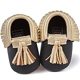 ゴシレ Gosear かわいい タッセルスタイル ソフトソール 乳児の赤ちゃん ベビー女靴 シューズ 合う 6ヶ月から12ヶ月の赤ちゃん 黑色とゴールデン サイズ12