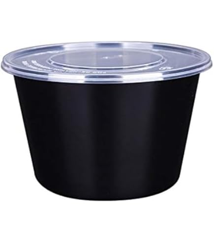 Amazon｜50個-蓋付き使い捨てプラスチックデリ食品保存容器、蓋付き