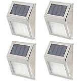 JUST style 簡単設置 自動点灯 ソーラーLEDライト 壁掛 タイプ 6ヶ月保証付き (4個)