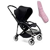 Bugaboo Bee3 Stroller - Black - Black - Black with Bugaboo Universal Footmuff (Soft Pink) by Bugaboo