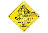 Miniature Schnauzer ON BOARD カーサインボード：ミニチュアシュナウザー 乗車中 ミニサイン 吸着盤つき Made in U.S.A [並行輸入品]