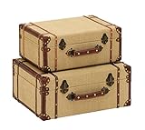 Deco 79 Wood Burlap Suitcase, 17 and 15-Inch, Set of 2 by Deco 79