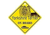 Yorkshire Terrier ON BOARD カーサインボード：ヨークシャーテリア（フルコート） 乗車中 ミニサイン 吸着盤つき Made in U.S.A [並行輸入品]