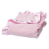 Trend Lab Rose Pink Delightful Dot Velour and Satin Receiving Blanket