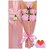 Yobansa 枯れない花ソープフラワー ギフトボックス 誕生日　父の日　記念日　先生の日　バレンタインデー　昇進　転居など最適としてのプレゼント (5本,ピンクのバラ)