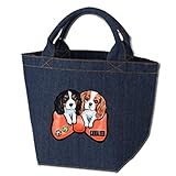 ファスナー付デニムトート/内ポケット付/デニムバッグ/お散歩バッグ/キャバリア2/犬 かばん トートバッグ/キャンバス雑貨グッズ犬雑貨