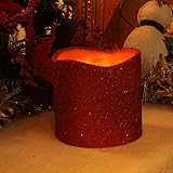 DFL 6x6 Inch Flameless Real Wax Led Pillar Candle with Timer with Red color Glitter Powder [並行輸入品]