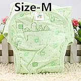 エルフ ベビー(Fairy Baby) ベビー用綿100％漏れ防止赤ちゃんメッシュポケット式布おむつカバー（グリーン、M）