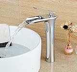 Eyekepper Chrome Waterfall Bathroom Sink Faucet Single Handle Single Hole Vessel Lavatory Faucet Bas