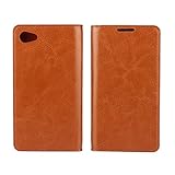 Golikef Sony Xperia Z5 Compact ケース カバー バンパー 手帳型 高級 本革 レザー 色鮮やか レトロ な book case 型 柔らかいシリコンTPUラバーカバー ス