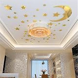 yournelo Kid 's Decorative Cute Cartoon Star MoonリビングTop天井防水PMMA 3dステレオ壁ステッカーPeel &スティック壁アート L ゴールド
