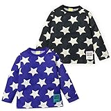 ベビー服 男の子 Tシャツ 長袖  ムージョンジョン 日本製 ジャガード 星柄 男児 ベビー (2.ブラック/95cm)