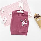 Pojour ベビー服 子供服 女の子ベスト ニットセーター 冬 防寒 かわいい花トップス おしゃれ 暖かい 厚手 綿 ベビールームウェア 普段着 カジュアル 旅行 記念日 プレゼント 丸首