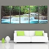 30x60cm 5pcs canvas painting forest waterfall wall art picture