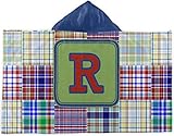 ブルーMadras Plaid印刷フード付きタオル( Personalized )